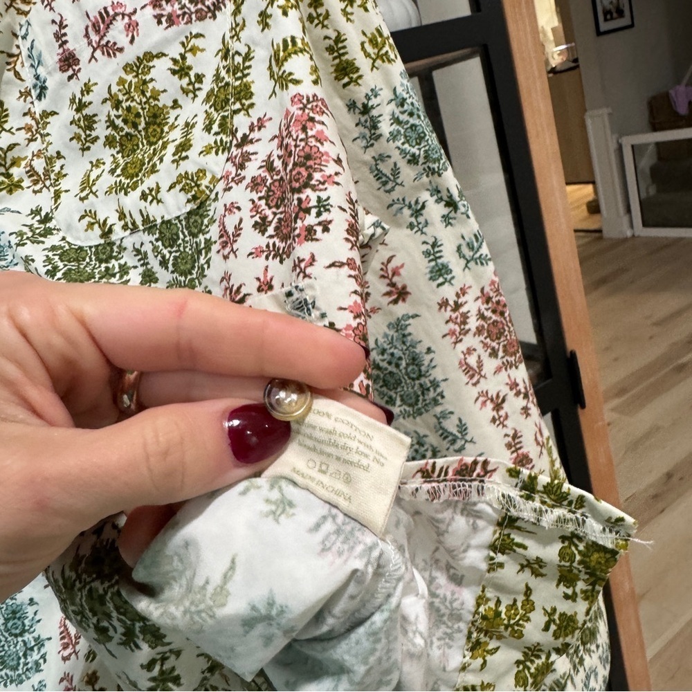 Parterre Block Print Heidi Top Button Down Shirt Pajamas Paisley Long Sleeves — image 8 of 8